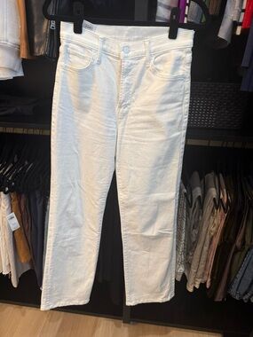 MOTHER White Denim Jeans with Branded Waist Patch
